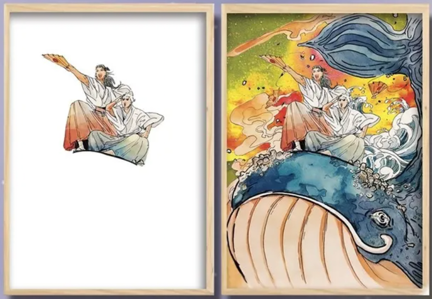 Tokyo Sorcery | Gojo & Geto on a Whale LED Painting