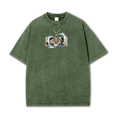 Blade of Demon Hunters Boar Head Fighter Hashibara Vintage T-Shirt