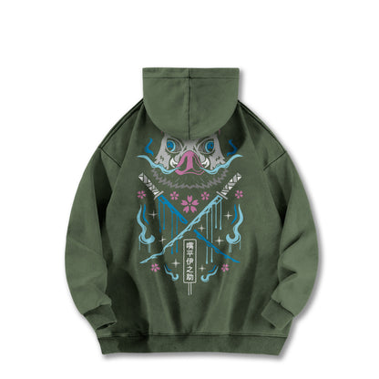Blade of Demon Hunters Boar Head Fighter V2 Vintage Hoodie