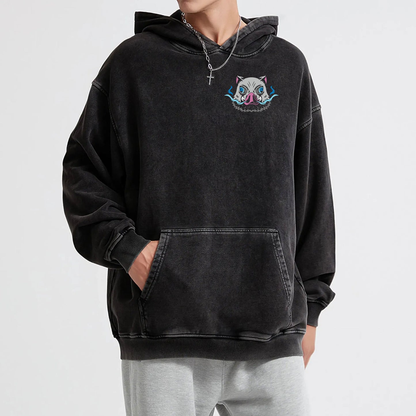 Blade of Demon Hunters Boar Head Fighter V2 Vintage Hoodie
