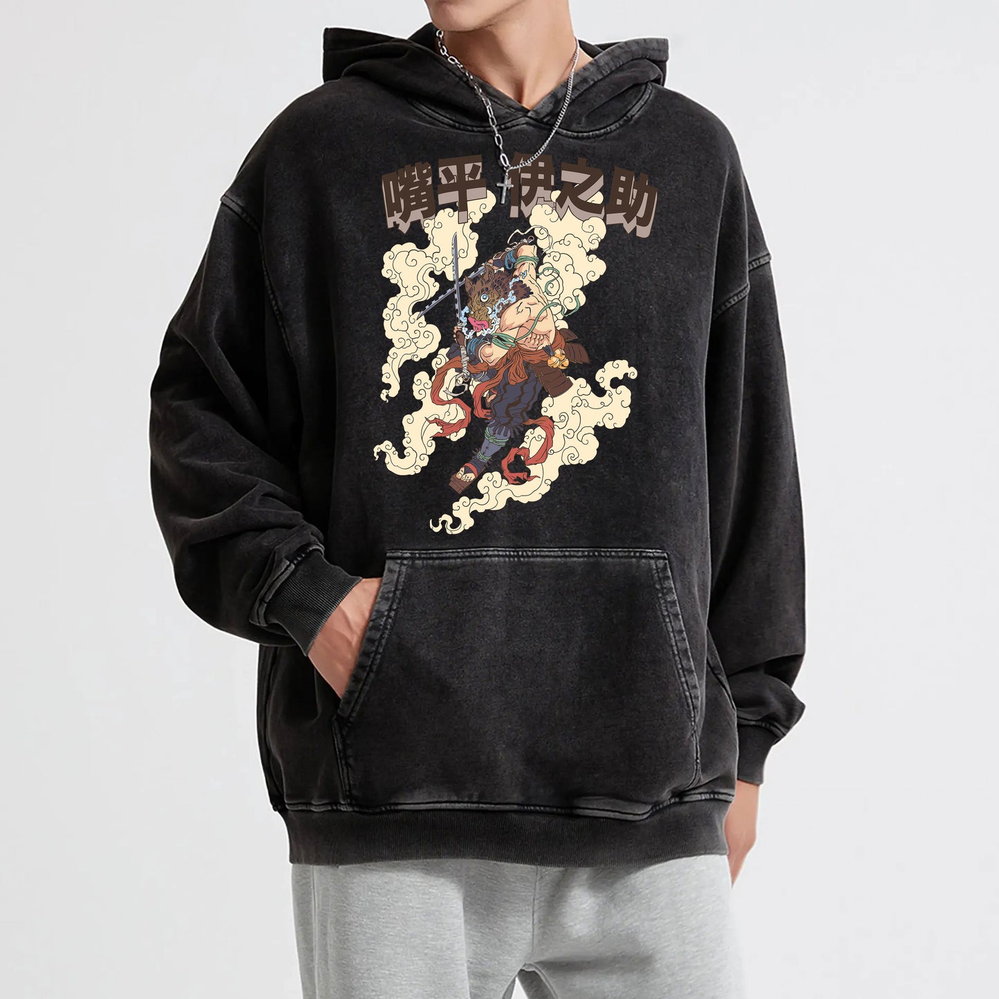 Blade of the Demon Hunters Inosuke Hashibara V2 Vintage Hoodie