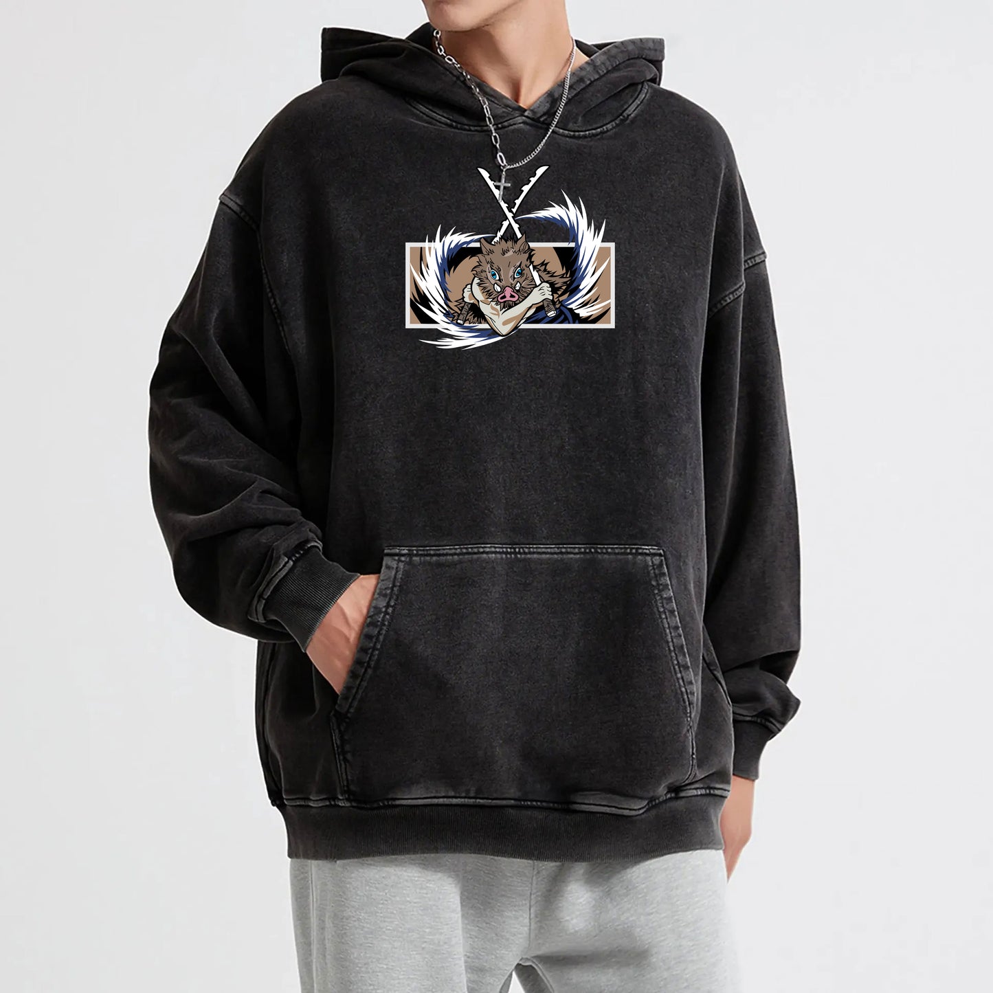 Blade of the Demon Hunters Inosuke Hashibara Vintage Hoodie