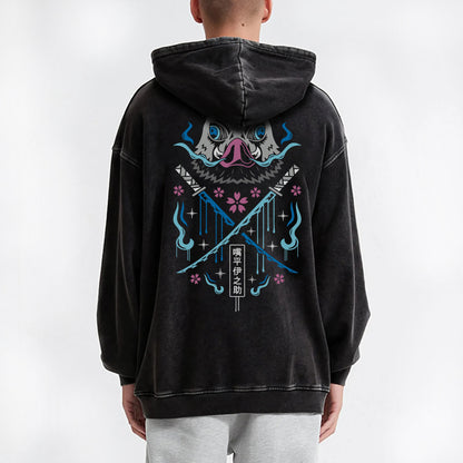 Blade of Demon Hunters Boar Head Fighter V2 Vintage Hoodie