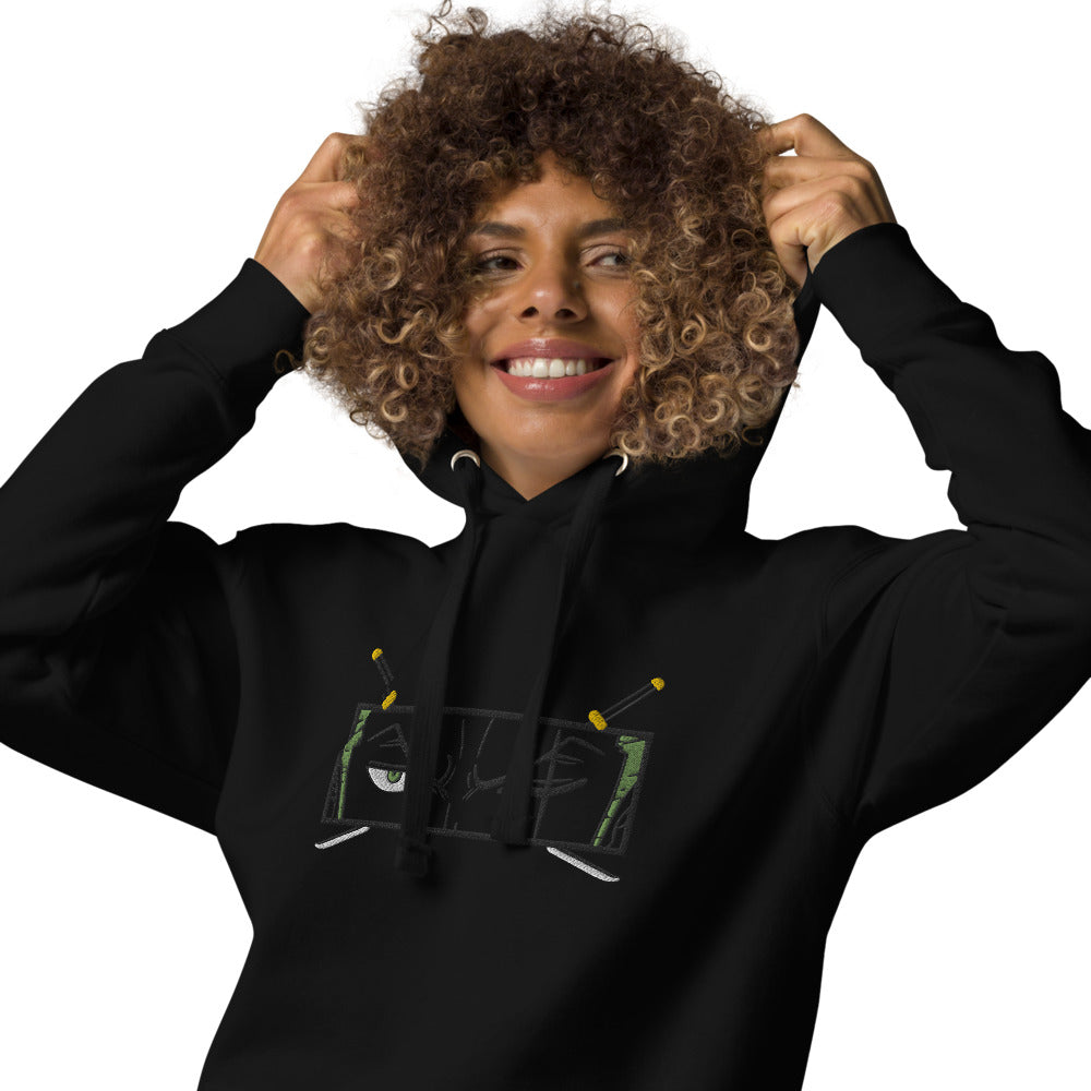 Sweat à capuche One Piece Zoro Blackout (brodé) 